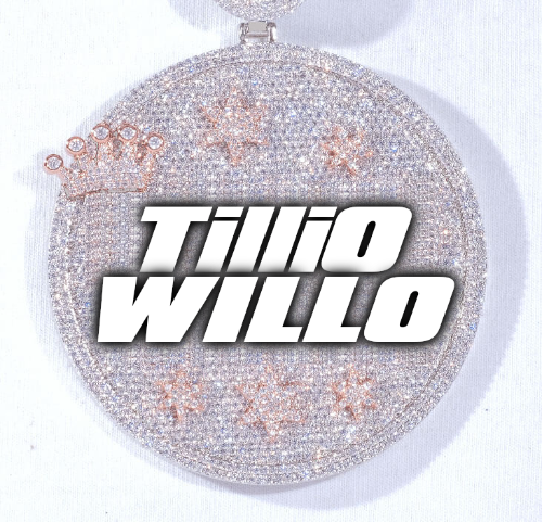 CUSTOM LETTER NECKLACE 3D BIG CROWN DISC