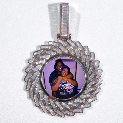 Large 3D Baguette Custom Picture Pendant