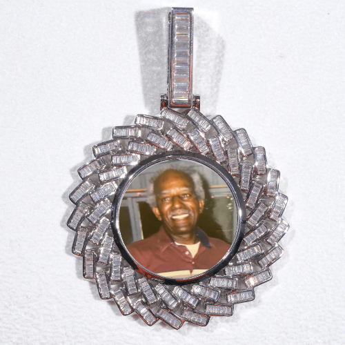 Large 3D Baguette Custom Picture Pendant