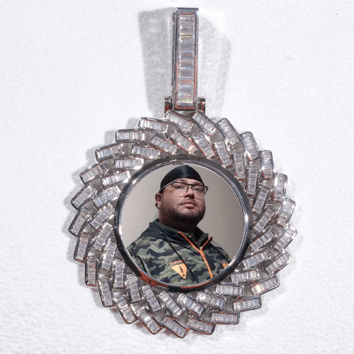 Large 3D Baguette Custom Picture Pendant