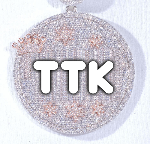 CUSTOM LETTER NECKLACE 3D BIG CROWN DISC
