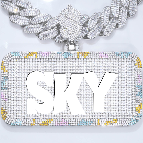 CUSTOM LETTER NECKLACE 3D COLORFUL SQUARE