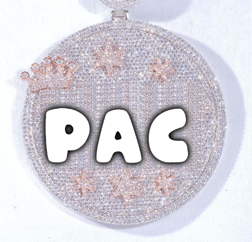 CUSTOM LETTER NECKLACE 3D BIG CROWN DISC
