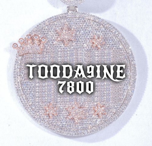 CUSTOM LETTER NECKLACE 3D BIG CROWN DISC