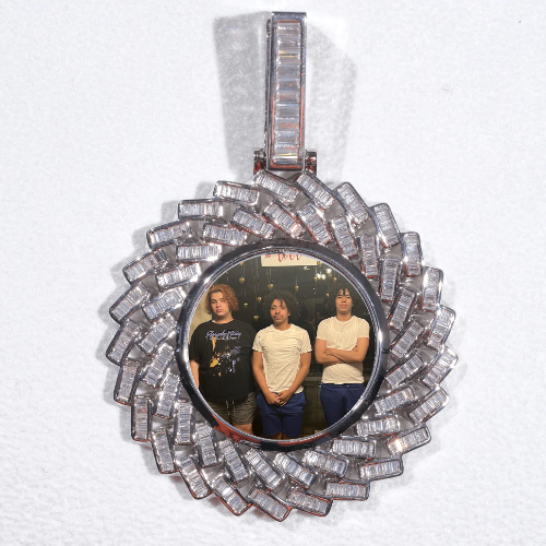 Large 3D Baguette Custom Picture Pendant