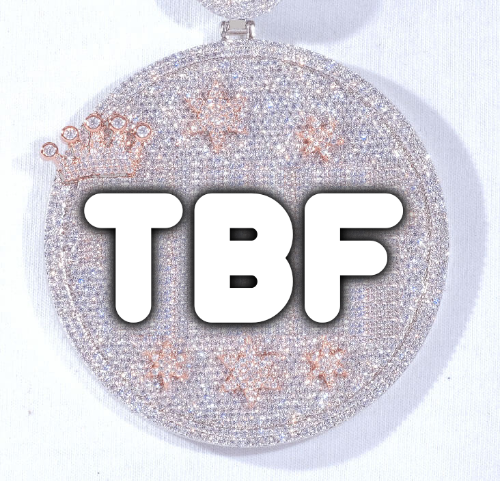 CUSTOM LETTER NECKLACE 3D BIG CROWN DISC