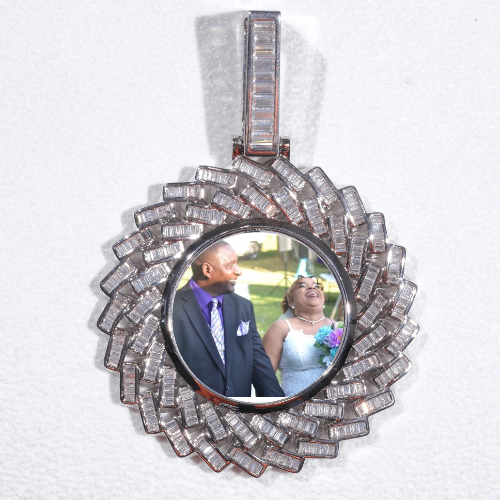 Large 3D Baguette Custom Picture Pendant