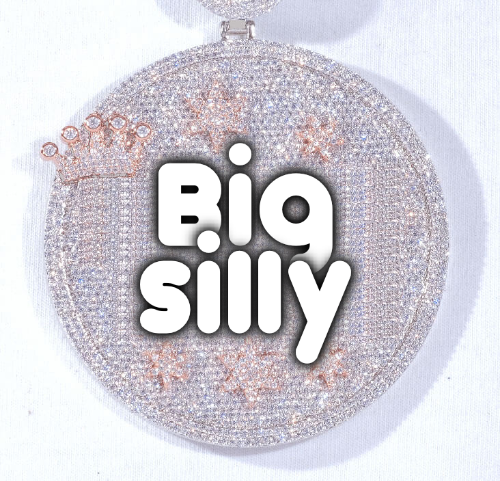 CUSTOM LETTER NECKLACE 3D BIG CROWN DISC