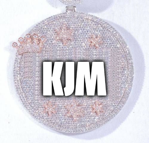 CUSTOM LETTER NECKLACE 3D BIG CROWN DISC