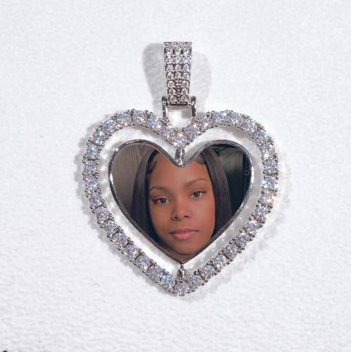 3D Spinning 2-Faced Heart Custom Picture Pendant