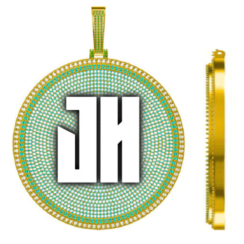 CUSTOM LETTER NECKLACE 3D BIG DISC