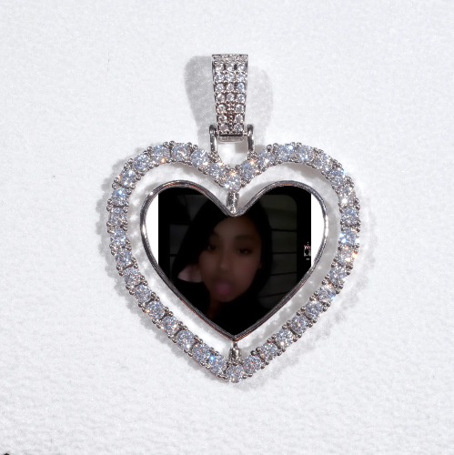 3D Spinning 2-Faced Heart Custom Picture Pendant