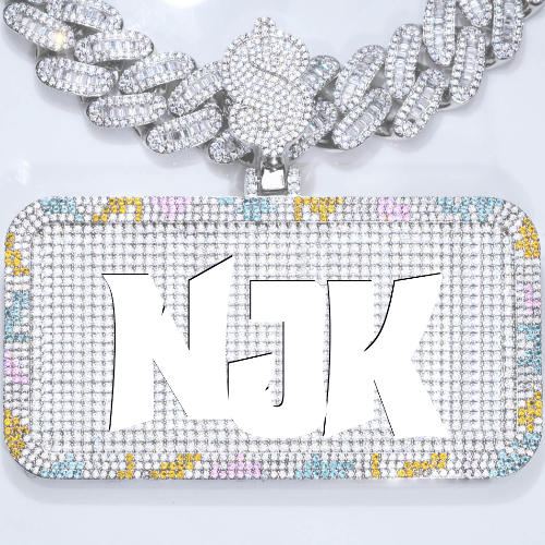 CUSTOM LETTER NECKLACE 3D COLORFUL SQUARE