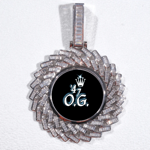 Large 3D Baguette Custom Picture Pendant
