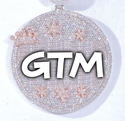 CUSTOM LETTER NECKLACE 3D BIG CROWN DISC