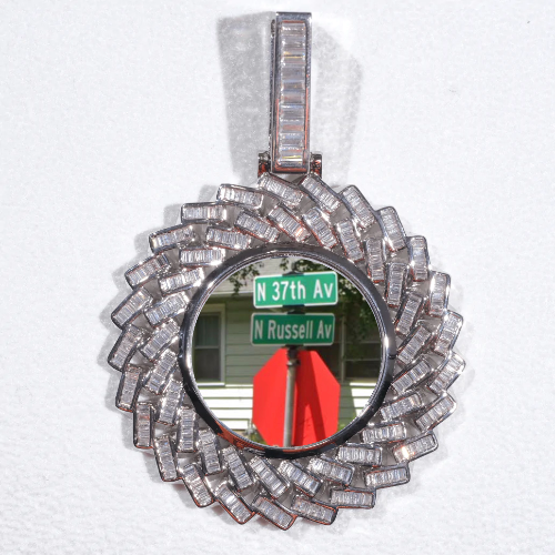 Large 3D Baguette Custom Picture Pendant