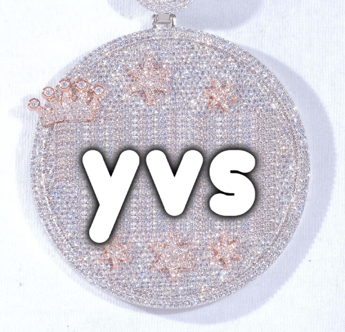 CUSTOM LETTER NECKLACE 3D BIG CROWN DISC