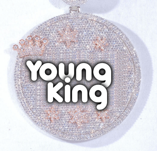 CUSTOM LETTER NECKLACE 3D BIG CROWN DISC