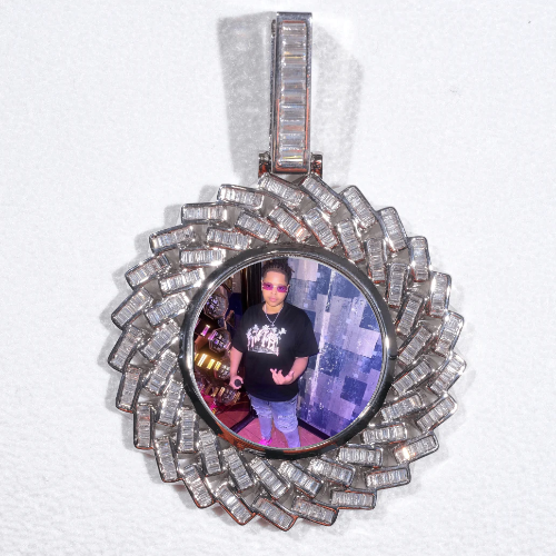 Large 3D Baguette Custom Picture Pendant