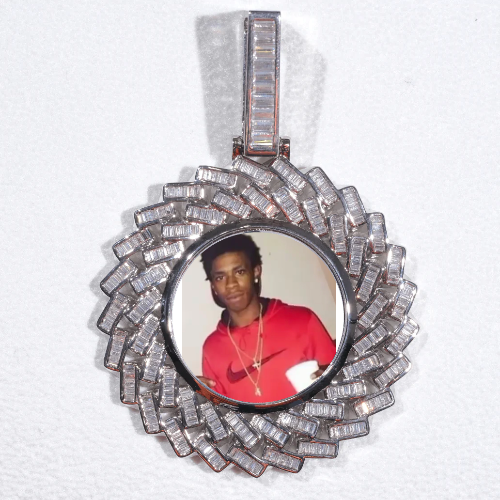 Large 3D Baguette Custom Picture Pendant