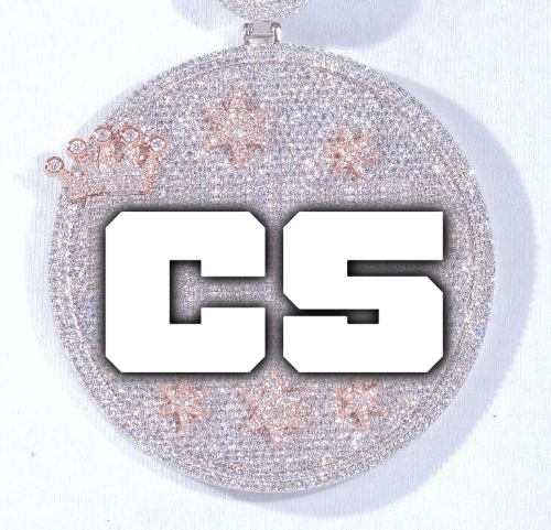 CUSTOM LETTER NECKLACE 3D BIG CROWN DISC