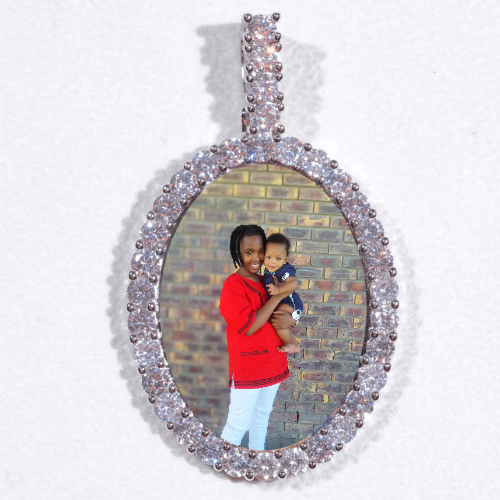 Large 3D Oval Custom Picture Pendant