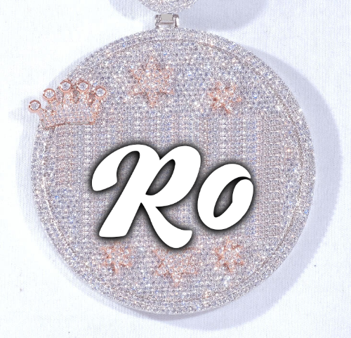 CUSTOM LETTER NECKLACE 3D BIG CROWN DISC