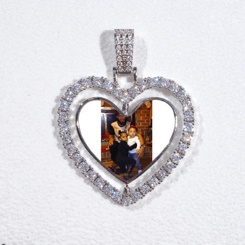 3D Spinning 2-Faced Heart Custom Picture Pendant