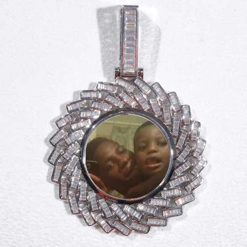 Large 3D Baguette Custom Picture Pendant