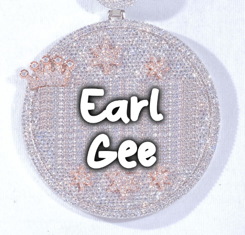 CUSTOM LETTER NECKLACE 3D BIG CROWN DISC