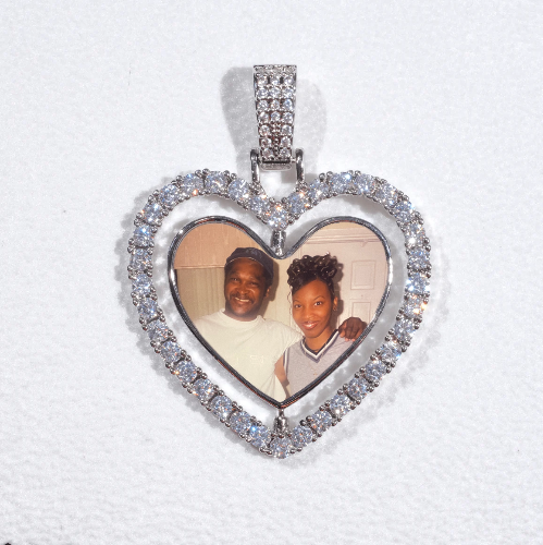 3D Spinning 2-Faced Heart Custom Picture Pendant