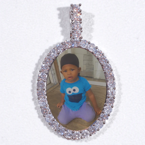 Large 3D Oval Custom Picture Pendant
