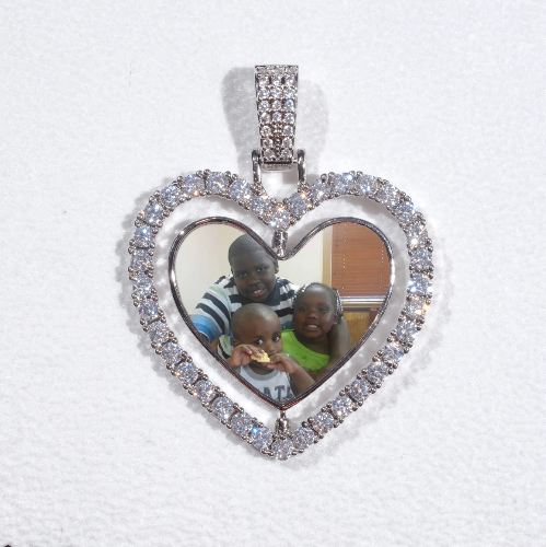 3D Spinning 2-Faced Heart Custom Picture Pendant
