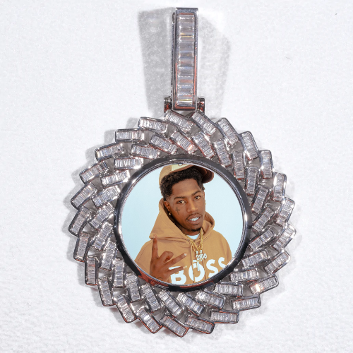 Large 3D Baguette Custom Picture Pendant