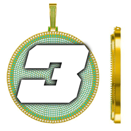 CUSTOM LETTER NECKLACE 3D BIG DISC