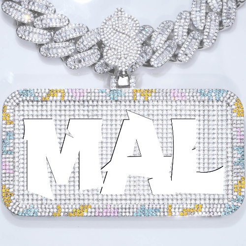 CUSTOM LETTER NECKLACE 3D COLORFUL SQUARE