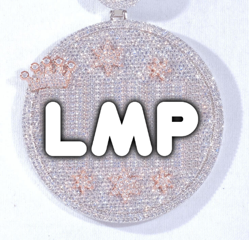 CUSTOM LETTER NECKLACE 3D BIG CROWN DISC