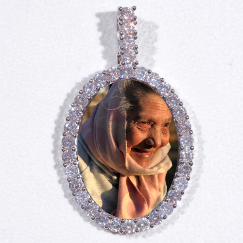 Large 3D Oval Custom Picture Pendant