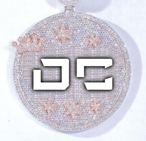 CUSTOM LETTER NECKLACE 3D BIG CROWN DISC