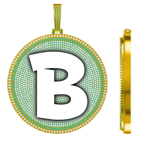 CUSTOM LETTER NECKLACE 3D BIG DISC