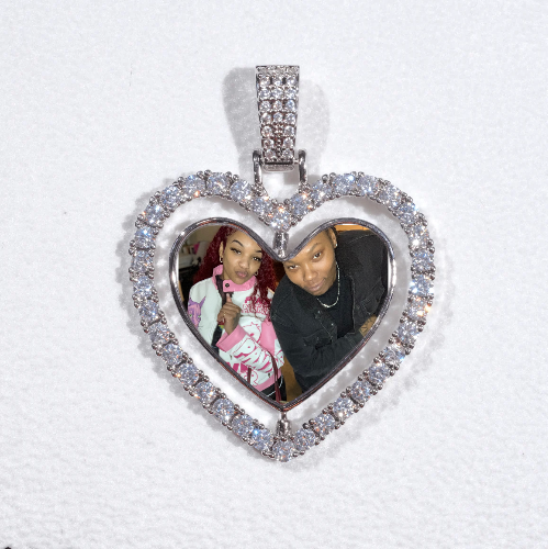 3D Spinning 2-Faced Heart Custom Picture Pendant