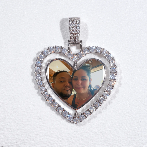 3D Spinning 2-Faced Heart Custom Picture Pendant