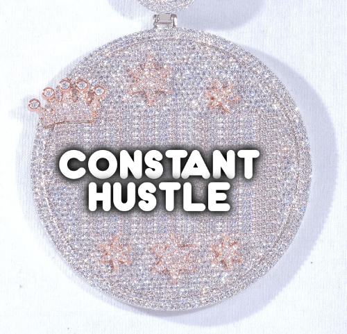 CUSTOM LETTER NECKLACE 3D BIG CROWN DISC