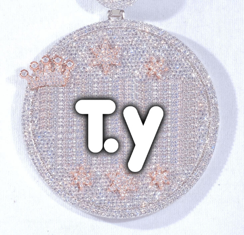 CUSTOM LETTER NECKLACE 3D BIG CROWN DISC