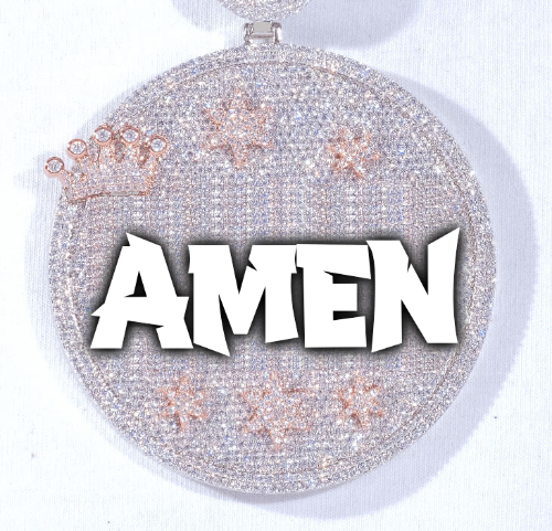 CUSTOM LETTER NECKLACE 3D BIG CROWN DISC