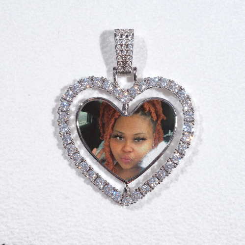 3D Spinning 2-Faced Heart Custom Picture Pendant