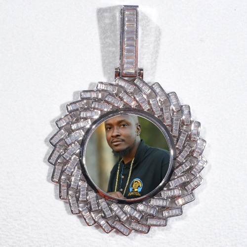 Large 3D Baguette Custom Picture Pendant