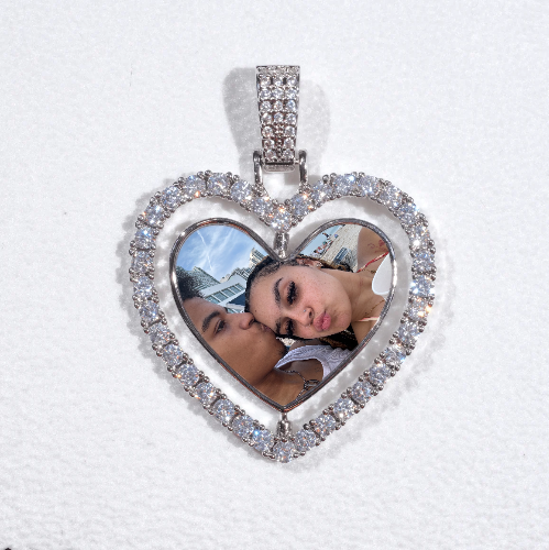 3D Spinning 2-Faced Heart Custom Picture Pendant