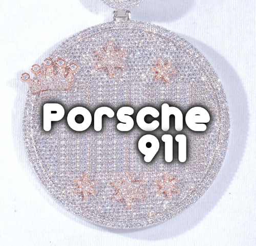CUSTOM LETTER NECKLACE 3D BIG CROWN DISC