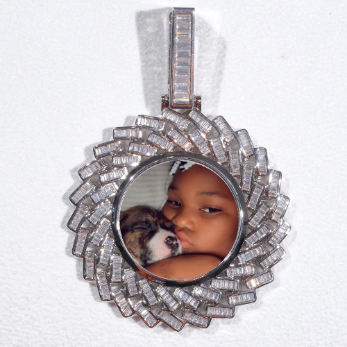 Large 3D Baguette Custom Picture Pendant